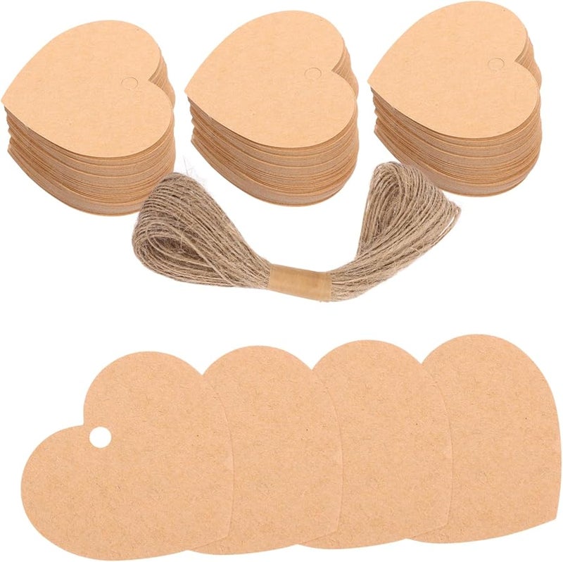2 Sets Heart Shaped Kraft Paper Tags Blank Labels With String For Valentine Crafts - Image 4